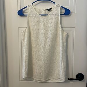 Theory White Lace Sleeveless Top